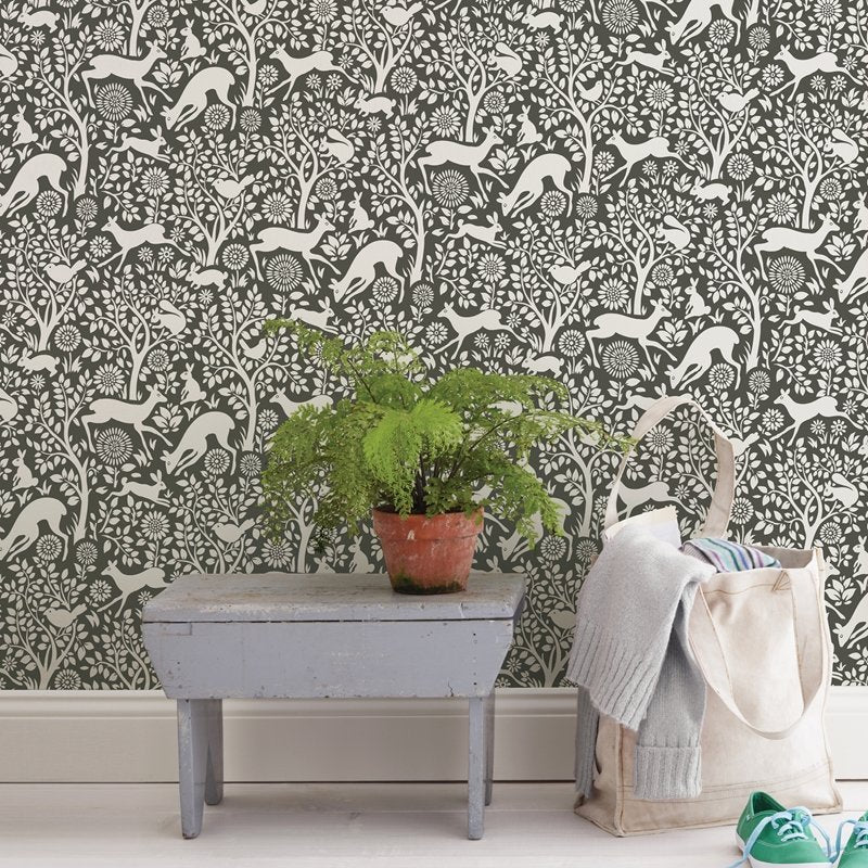 Select Nus3146 Charcoal Merriment Animals Peel And Stick Wallpaper