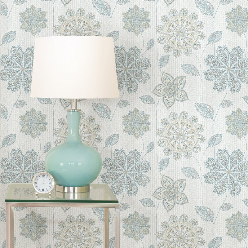 Shop Nu1697 Gypsy Floral Bluegreen Nature Peel And Stick Wallpaper