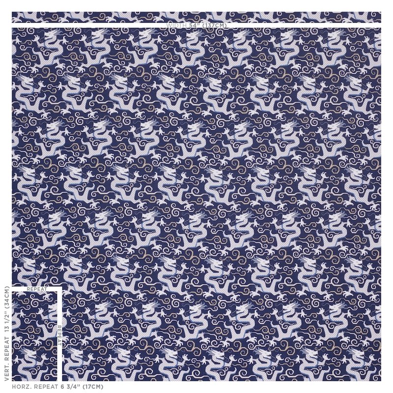 Save 179000 Bixi Dragon Blue Schumacher Fabric