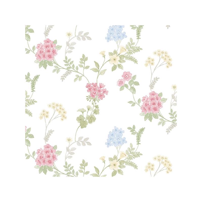 Sample AF37735 Flourish Abby Rose 4, Pink Fern Floral Wallpaper by Norwall
