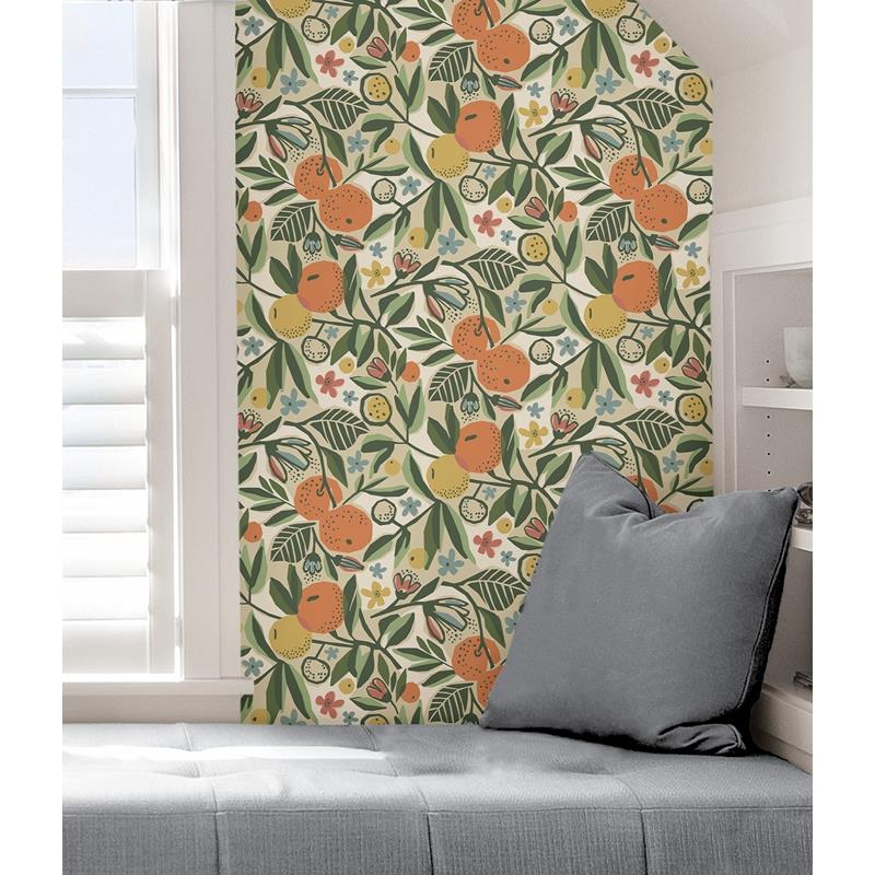 PLS4200 Pip &amp; Lo Ochre Clementine Garden Peel &amp; Stick Wallpaper by NuWallpaper5