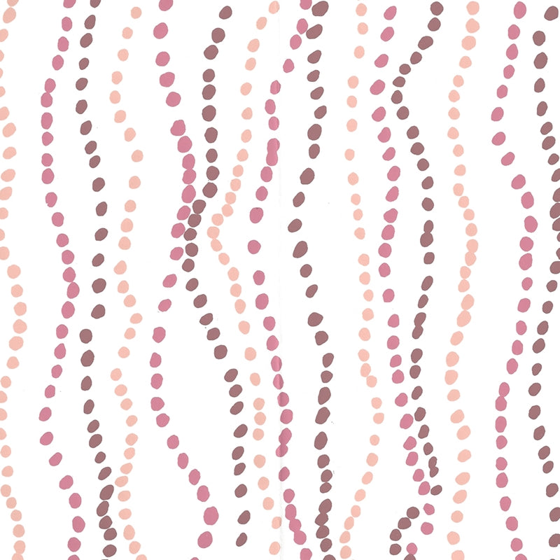 Sample 6370-04WWP Ginza, Magenta Plum Pink on White by Quadrille Wallpaper