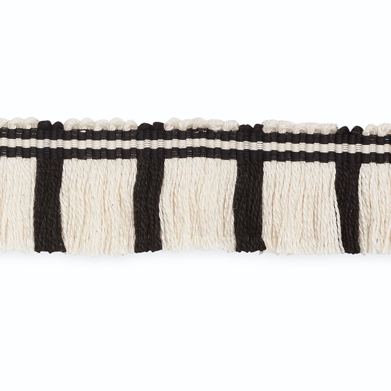 CF3021-6 | Gordon Cut Fringe, Ivory/Ebony - Schumacher Fabric