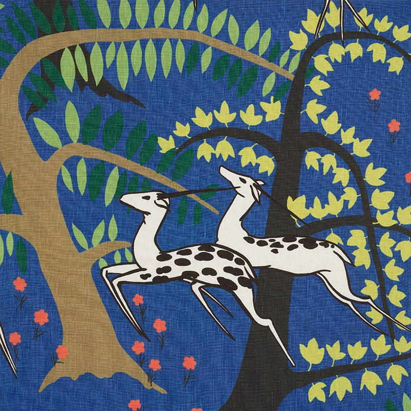 Purchase sample of 177572 Antelopes, Cobalt by Schumacher Fabric