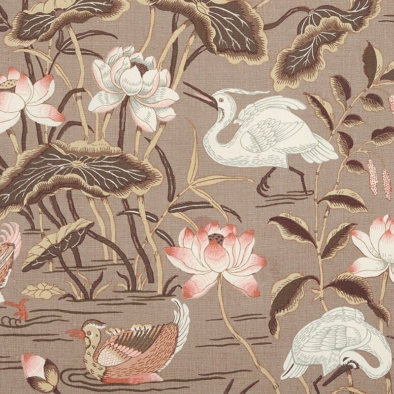 Purchase sample of 172934 Lotus Garden, Mocha by Schumacher Fabric