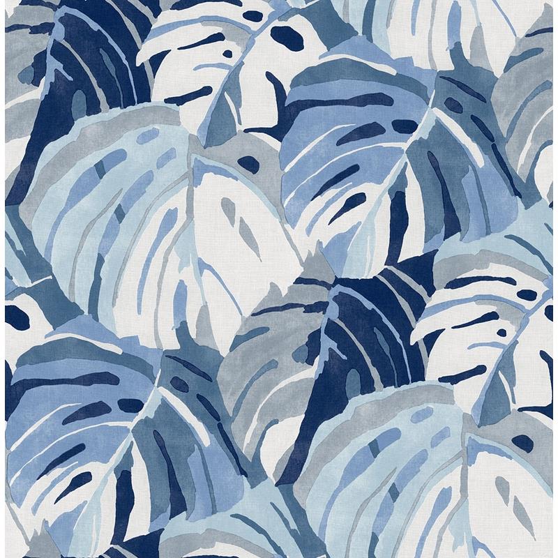Acquire 2969-26007 Pacifica Samara Blue Monstera Leaf Blue A-Street Prints Wallpaper
