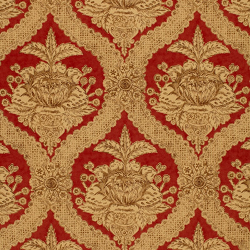 Looking 172781 Haddon Hall Damask Venetian Red by Schumacher Fabric