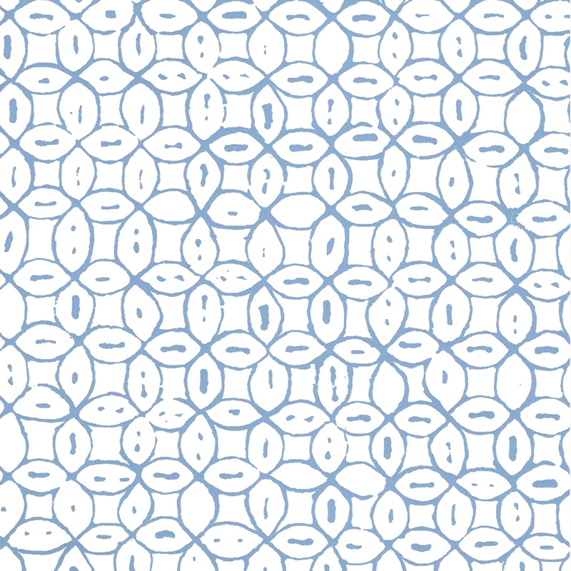 Sample 6450-01WWP Melong Batik, French Blue on White by Quadrille Wallpaper
