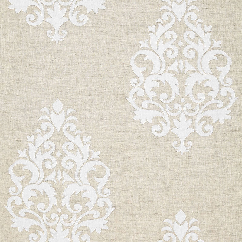 Purchase sample of 65100 Belfort Linen Applique, Linen by Schumacher Fabric