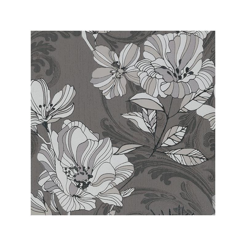 Sample 4019-86401 Lustre, Selene Silver Mucha Floral by A-Street Prints Wallpaper