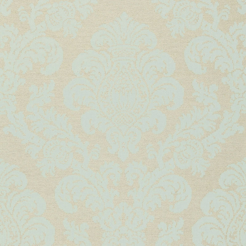 Purchase sample of 66631 Firenze Linen Damask, Aqua by Schumacher Fabric