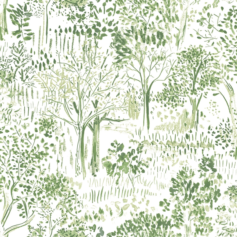 Sample 3124-13891 Thoreau, Walden Green Forest Wallpaper by Chesapeake