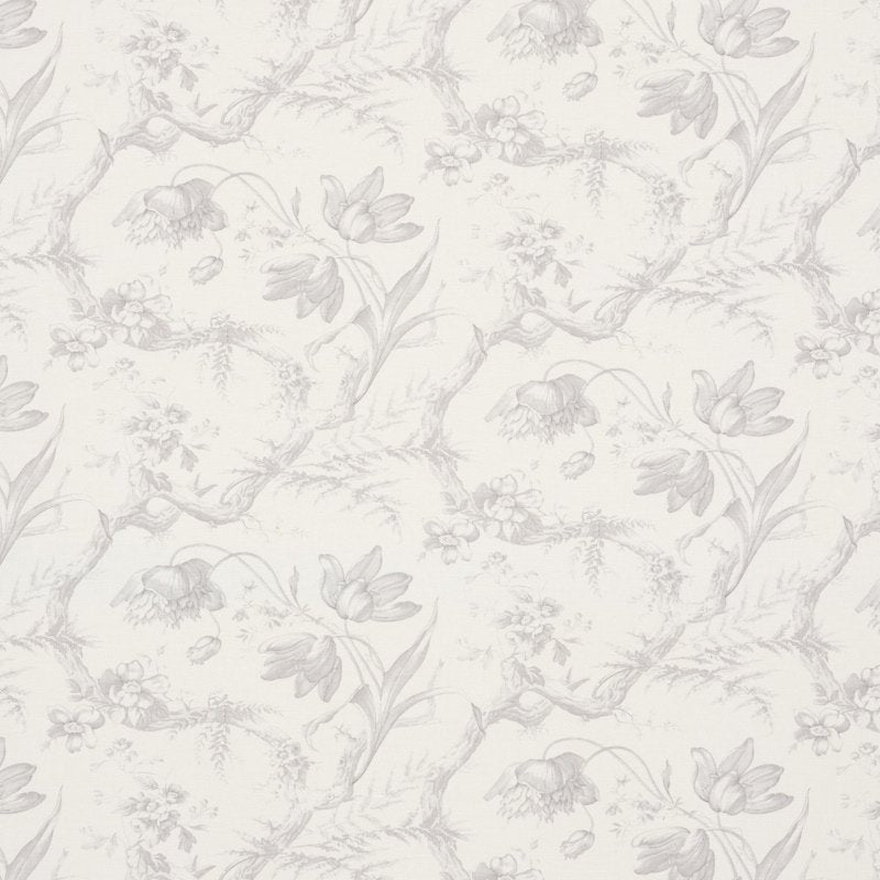 Purchase sample of 177401 Toile De Fleurs, Grisaille by Schumacher Fabric
