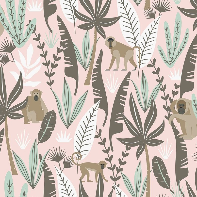 4060-139072 Fable Kiki Pink Monkeys Wallpaper by Chesapeake,4060-139072 Fable Kiki Pink Monkeys Wallpaper by Chesapeake2