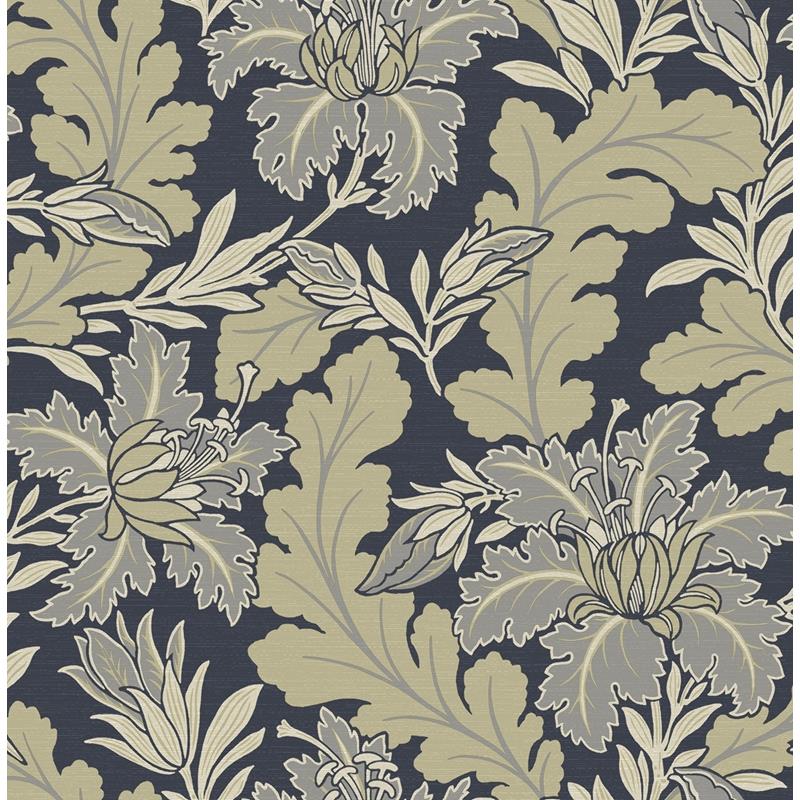 Sample 2970-26141 Revival, Butterfield Navy Floral Wallpaper by A-Street Prints Wallpaper