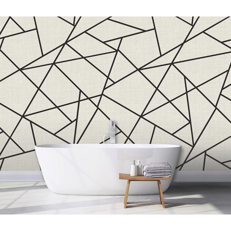 Purchase ASTM3914 Katie Hunt Modern Lines Black on Dove Grey Wall Mural A-Street Prints Wallpaper