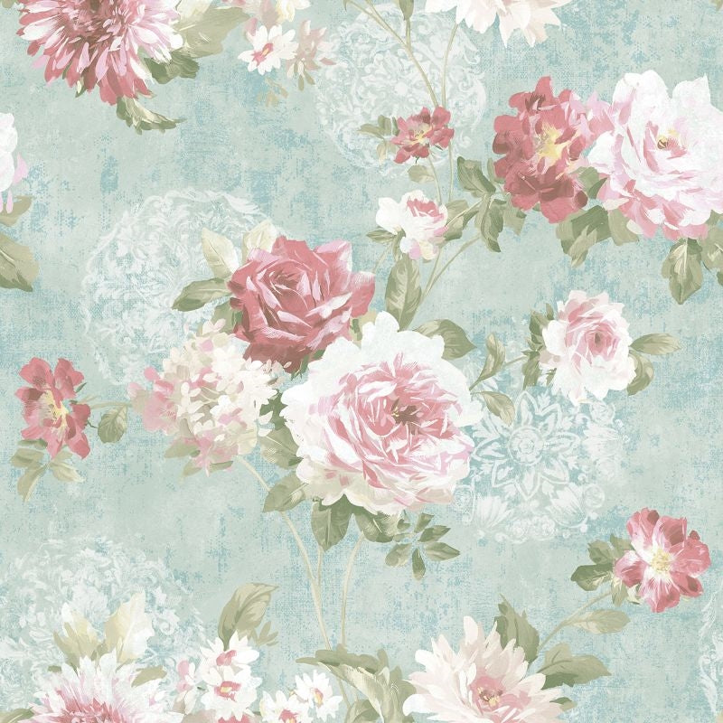 Buy VA10502 Via Allure 2 Rose Floral by Wallquest Wallpaper