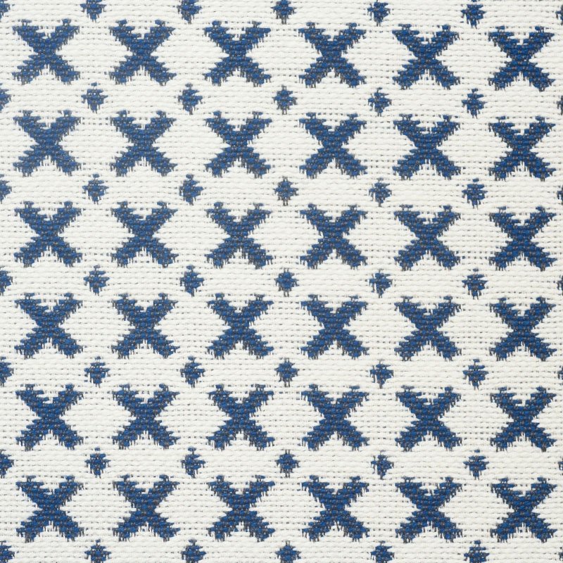 Purchase sample of 77200 Elias, Blue & Ivory by Schumacher Fabric