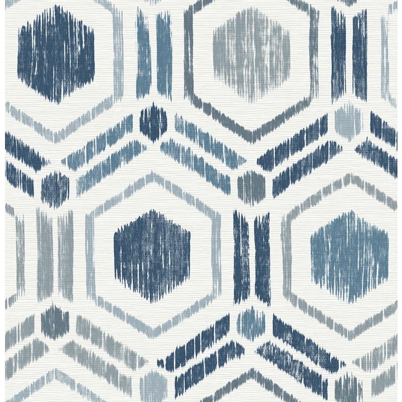 Sample 2901-25433 Perennial,  Borneo Blue Geometric Grasscloth Wallpaper by A Street Prints