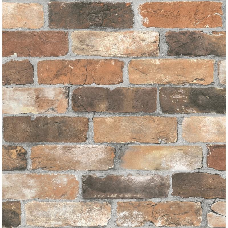Find 2904-22300 Fresh Start Kitchen & Bath Cody Rust Reclaimed Bricks Wallpaper Rust Brewster
