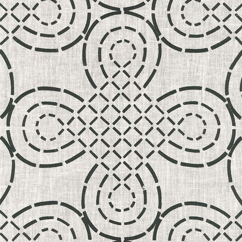 Purchase sample of 174222 Trellis Knot Ivory  Onyx by Schumacher Fabric