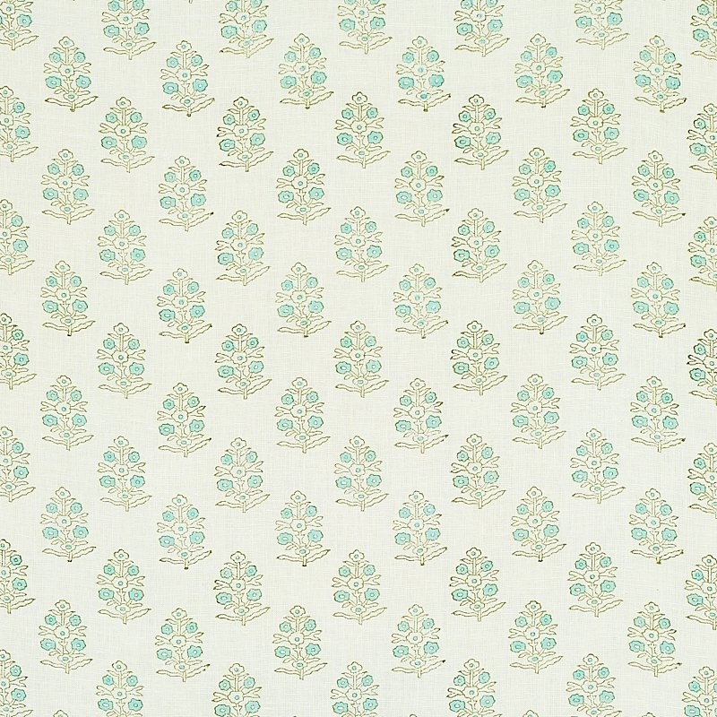 Purchase sample of 179361 Aditi Hand Blocked Print, Green by Schumacher Fabric