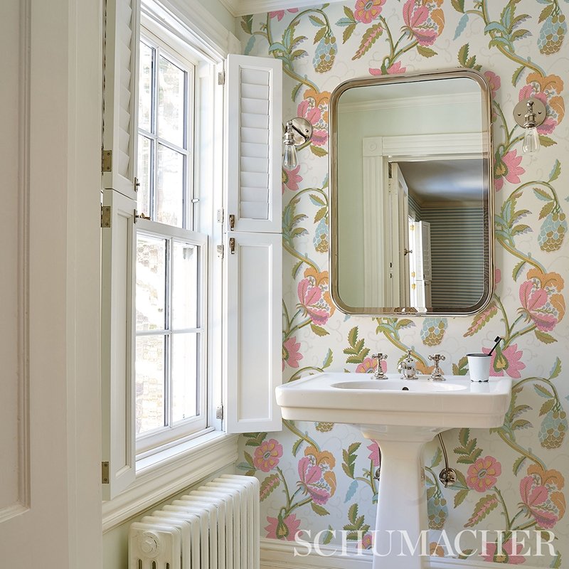 Save on 5013241 Indali Pink and Leaf Schumacher Wallcovering Wallpaper
