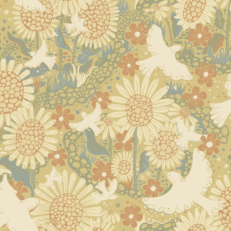 Acquire 4111-63008 Briony Dramma Coral Songbirds and Sunflowers Wallpaper Coral A-Street Prints Wallpaper