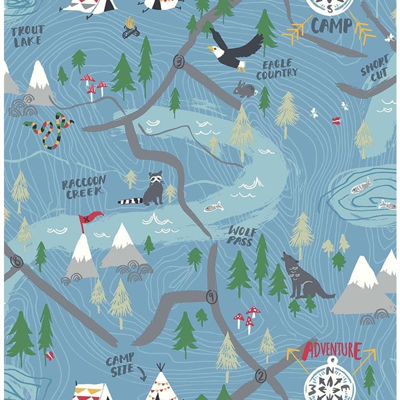 Select FA41902 Playdate Adventure Blue Campground by Seabrook Wallpaper