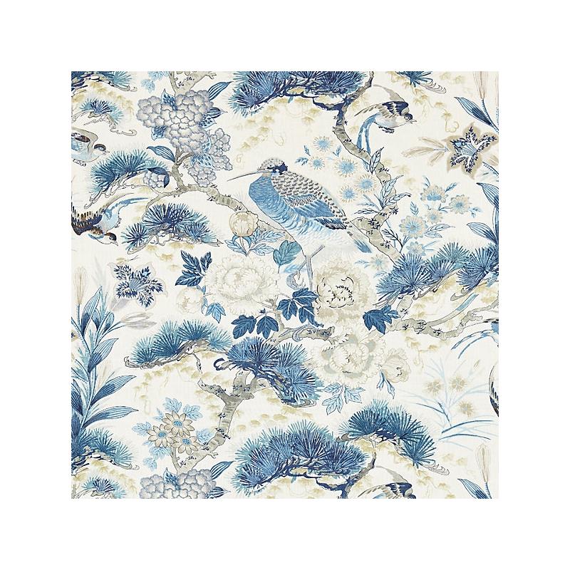 Sample 16601-002 Shenyang Linen Print, Porcelain - Scalamandre Fabric (SC 000216601)