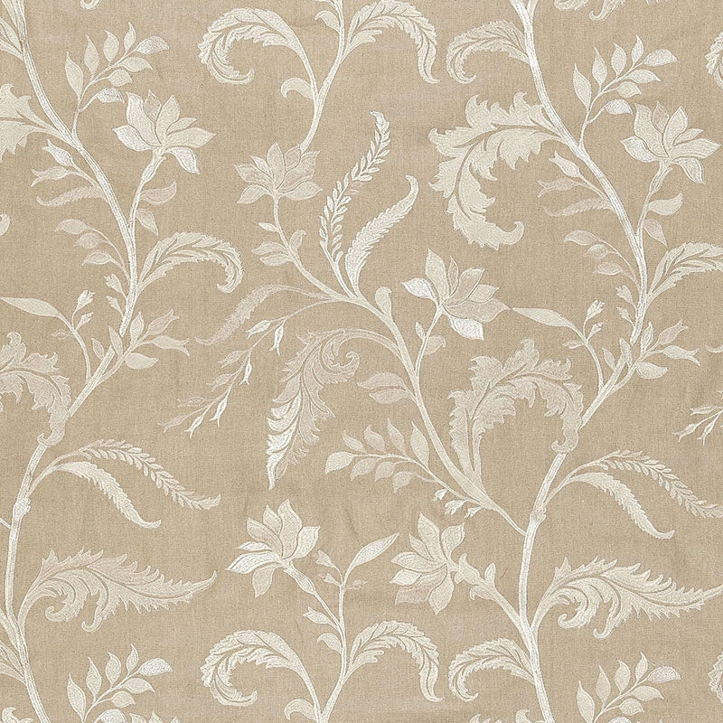 Looking 65131 Monceau Linen Embroidery Greige by Schumacher Fabric