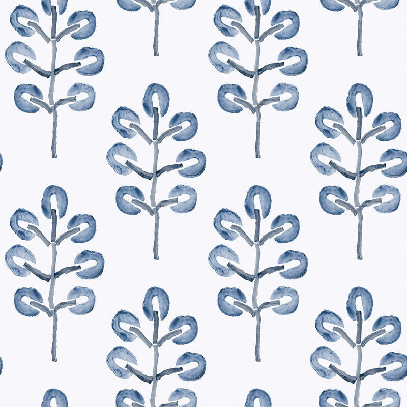 Sample 3124-13874 Thoreau, Plum Tree Blue Botanical Wallpaper by Chesapeake