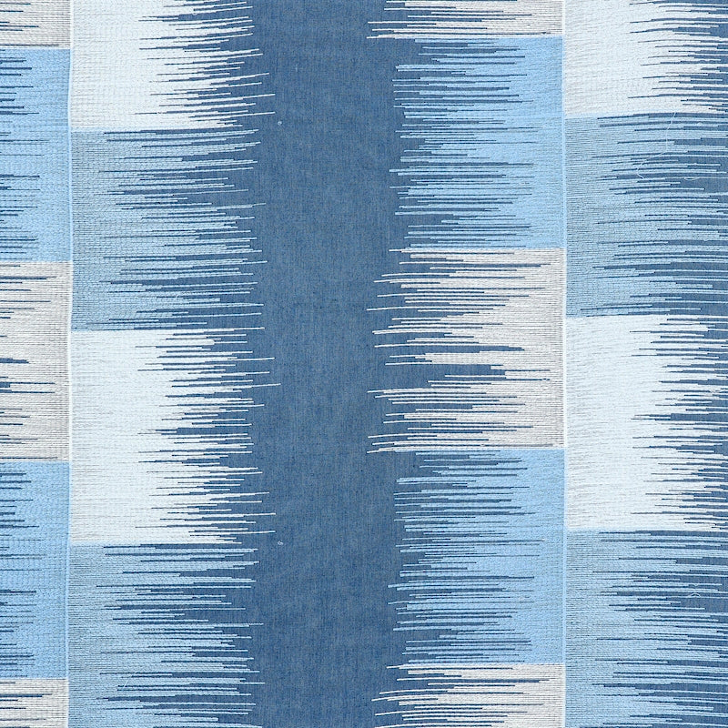 Purchase sample of 78402 Sunburst Stripe Embroidery, Blues by Schumacher Fabric