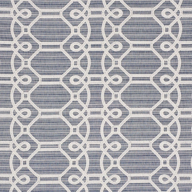 Purchase sample of 71930 Ziz Embroidery, Blue by Schumacher Fabric