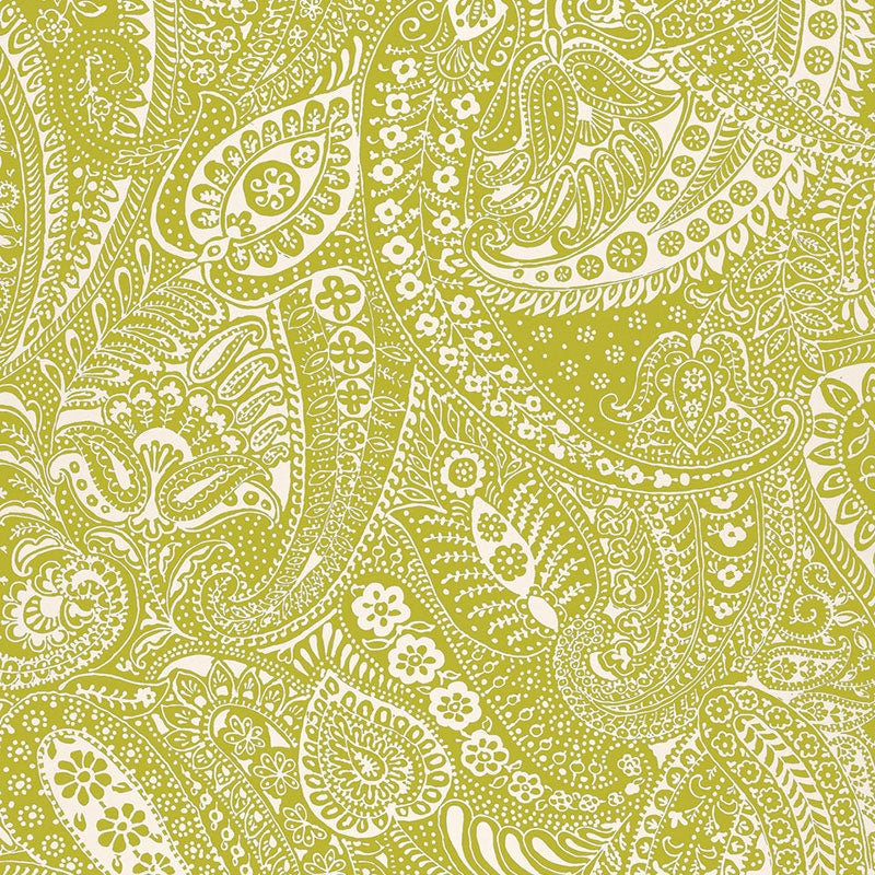 Purchase sample of 2644321 Paisley Print, Soft Chartreuse by Schumacher Fabric