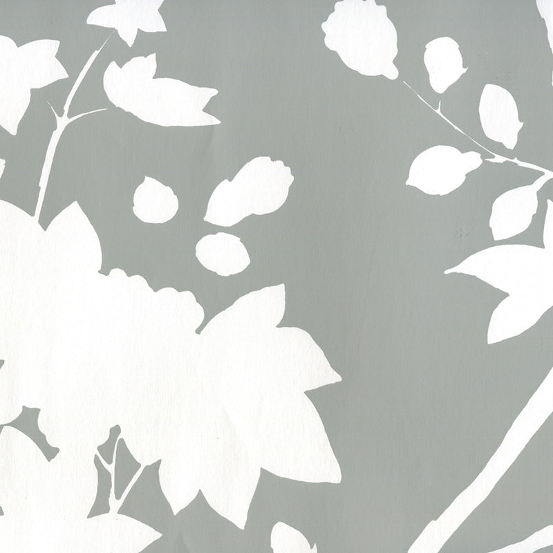 Sample 306185W Happy Garden Background, Grey On White by Quadrille Wallpaper