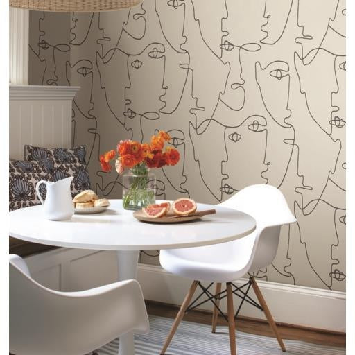 Find Psw1055Rl Line Art Bohemian Neutral Peel And Stick Wallpaper