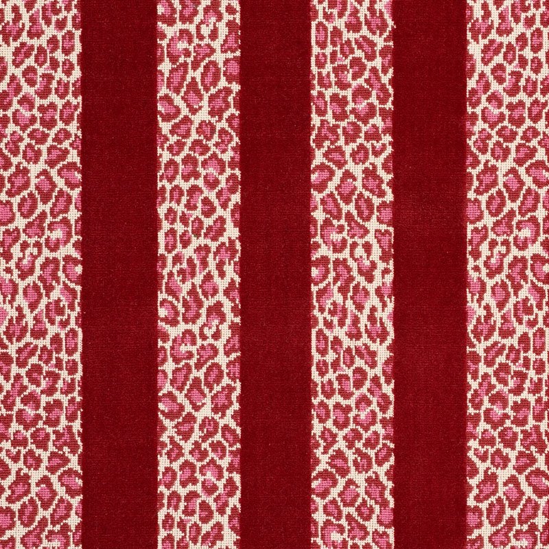 Purchase sample of 77143 Guepard Stripe Velvet, Red by Schumacher Fabric