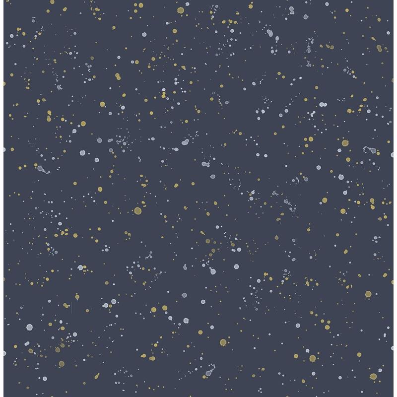 View DA60802 Day Dreamers Paint Splatter Navy and Metallic Gold by Seabrook Wallpaper