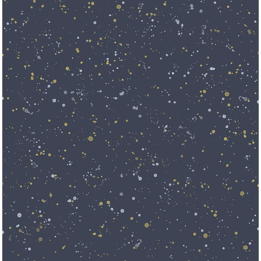 View DA60802 Day Dreamers Paint Splatter Navy and Metallic Gold by Seabrook Wallpaper