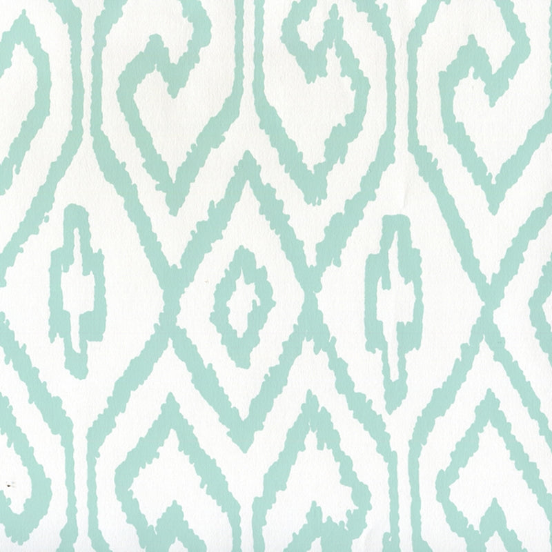 View 7240-04WP Aqua Iv Turquoise on White by Quadrille Wallpaper