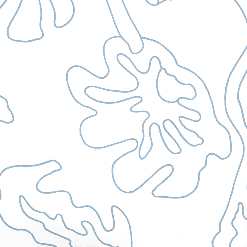 Sample AP804L-15 Potalla Outline, French Blue White by Quadrille Wallpaper