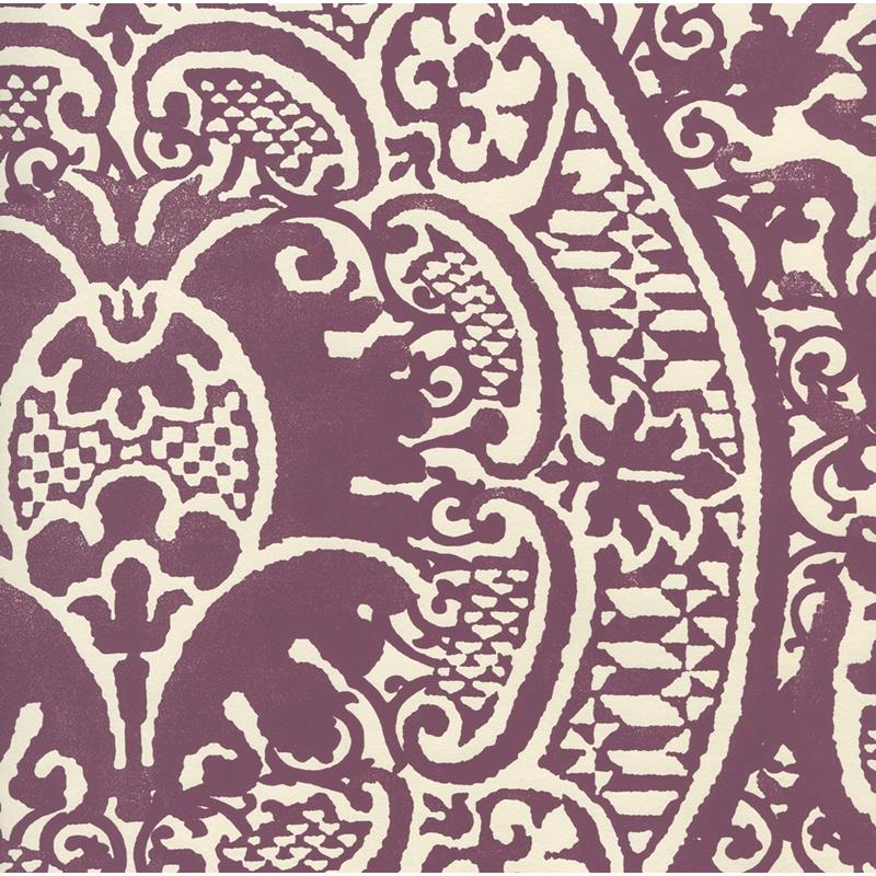 Sample 352000W-26OWP Veneto, Plum On Off White by Quadrille Wallpaper