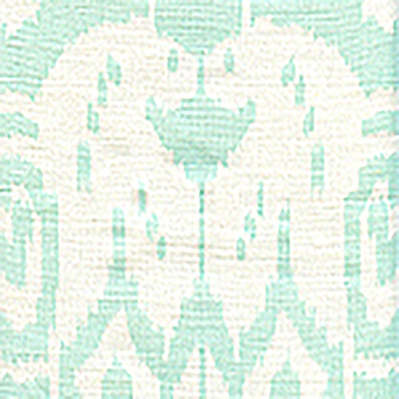 Sample 6460-32WP Island Ikat, Pale Aqua on White by Quadrille Wallpaper