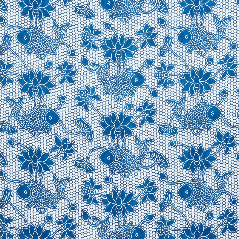 Purchase sample of 177790 Lotus Batik, Indigo by Schumacher Fabric