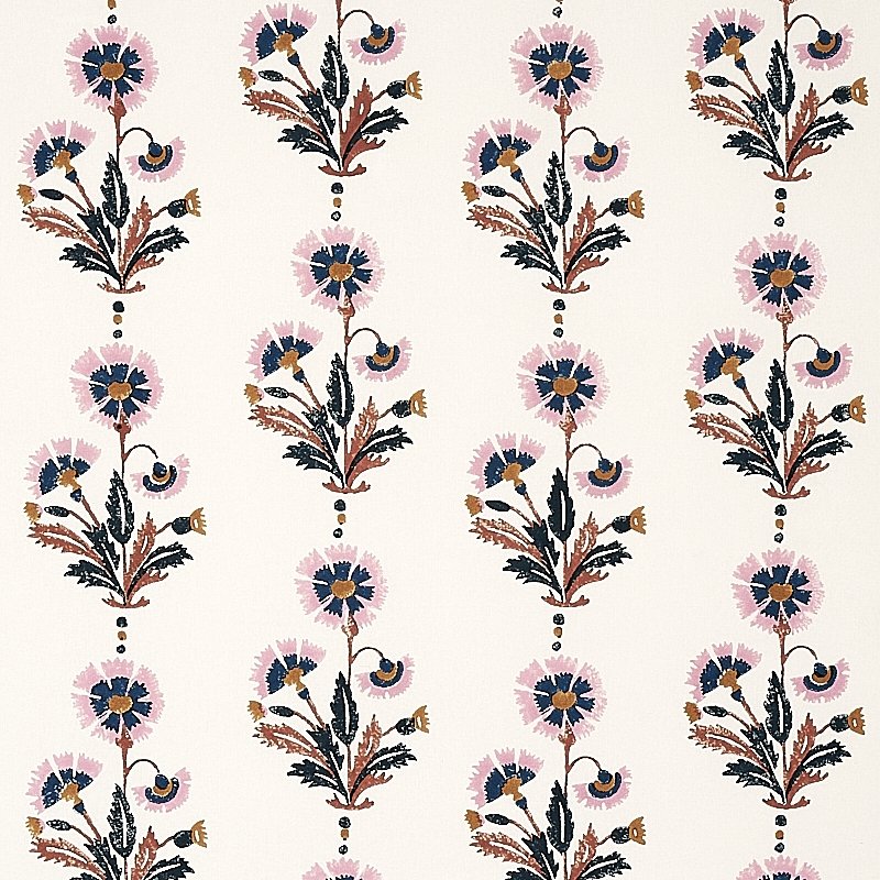 Acquire 179740 Dianthus Hand Block Print Rust and Rose by Schumacher Fabric
