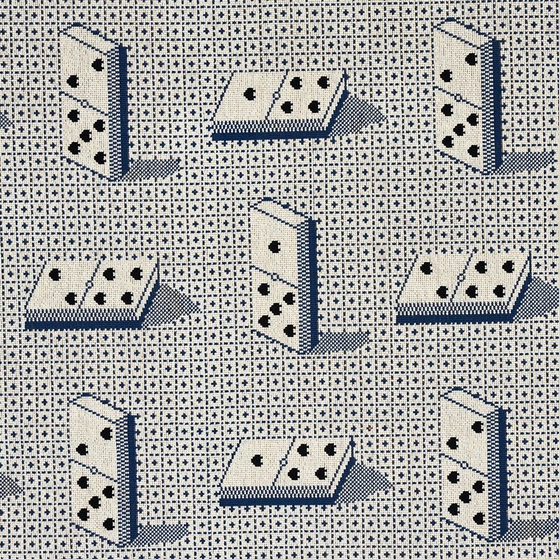Purchase sample of 79321 Domino Epingle, Blue by Schumacher Fabric