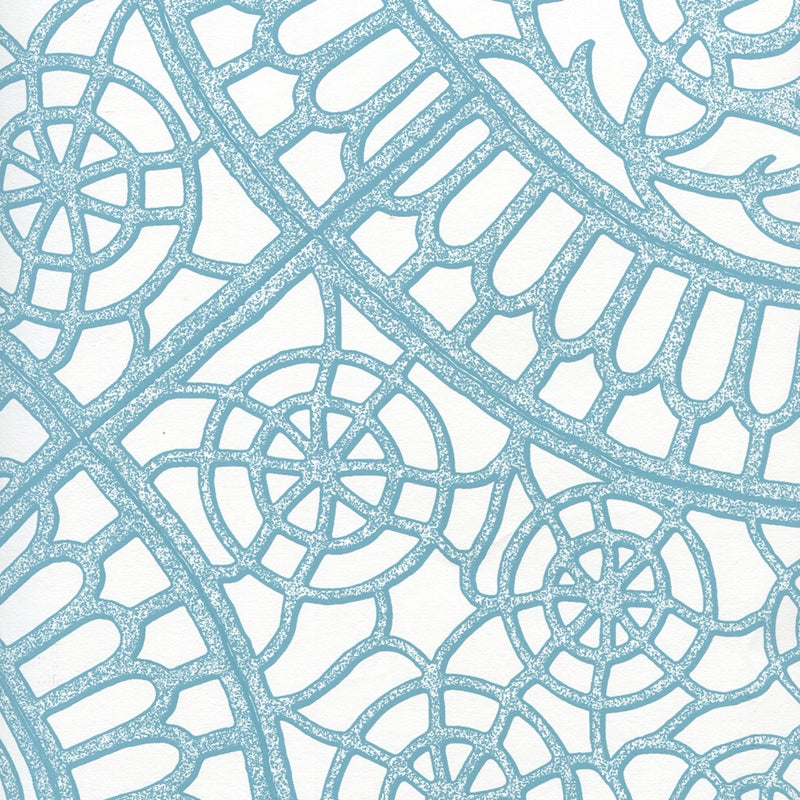 Find CP1030W-04 Camelot Turquoise On White by Quadrille Wallpaper