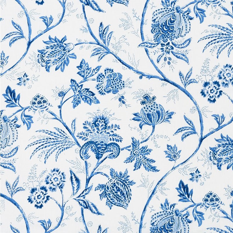Purchase sample of 176491 Chinoiserie Vine, Cobalt by Schumacher Fabric