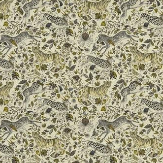 Select F1493/01 Protea Linen Gold Animal/Insect by Clarke And Clarke Fabric